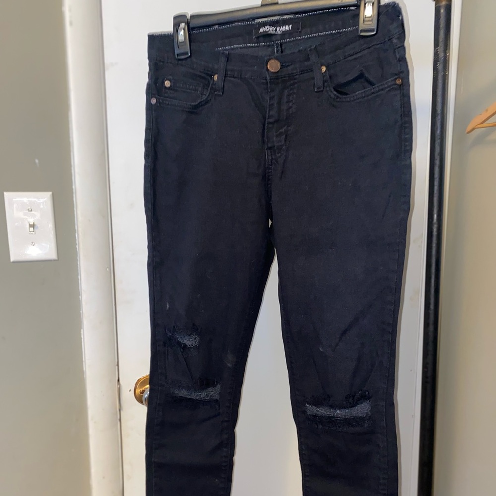 Angry Rabbit Black ripped skinny jeans size 28/7
